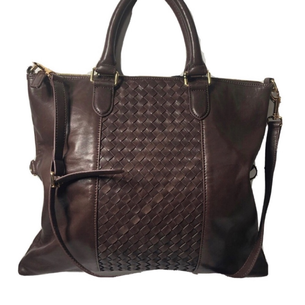 Margot leather brown large tote bag.